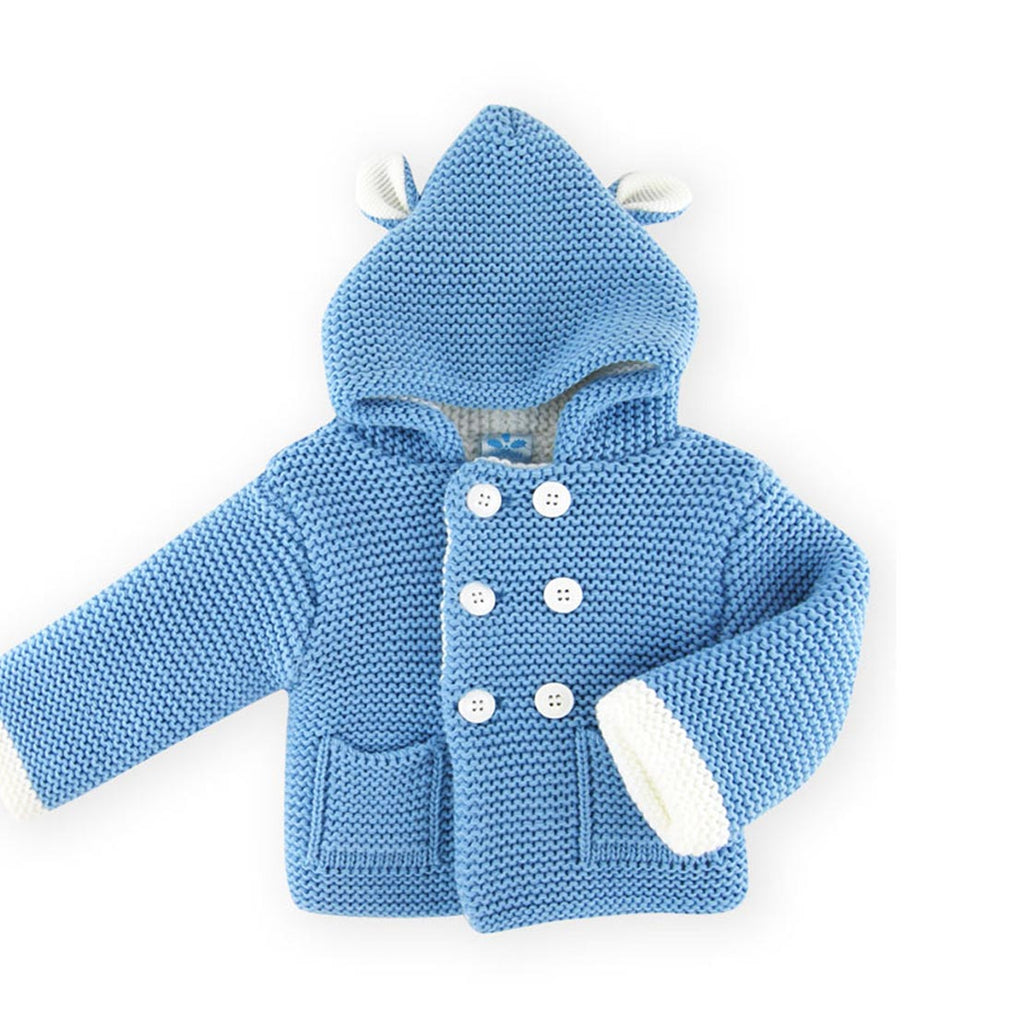 Sardon Baby Boy Knitted Jacket With Hood, Blue McElhinneys