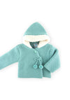 Sardon Baby Girl Knitted Faux Fur Hooded Jacket, Green