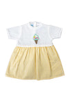 Sardon Baby Girls Ice Cream Stripe Short Sleeve Dress, Yellow