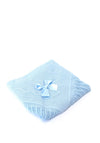 Sardon Baby Knit Shawl With Ribbon Bow, Blue