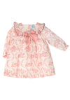 Sardon Baby Girl Long Sleeve Print Dress, Pink