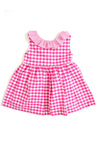 Sardon Baby Girl Gingham Frill Collar Sleeveless Dress, Pink