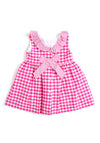 Sardon Baby Girl Gingham Frill Collar Sleeveless Dress, Pink