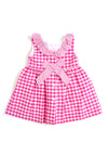 Sardon Baby Girl Gingham Frill Collar Sleeveless Dress, Pink