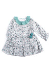 Sardon Baby Girl Floral Frill Collar Dress, Green