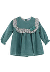 Sardon Baby Girl Corduroy Long Sleeve Dress, Green