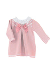 Sardon Baby Girl Frill Collar Knit Dress and Cardigan Set, Pink