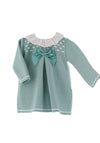 Sardon Baby Girl Frill Collar Knit Dress and Cardigan Set, Green