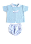 Sardon Baby Boy Knit Top and Bottom Set, Blue