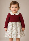 Sardon Baby Girl Knit Animal Print Dress, Red