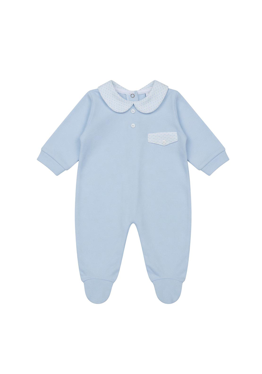 Sardon Baby Boy Long Sleeve Collar Babygrow, Blue