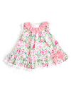 Sardon Baby Girl Floral Frill Collar Sleeveless Dress and Pant, Pink Multi