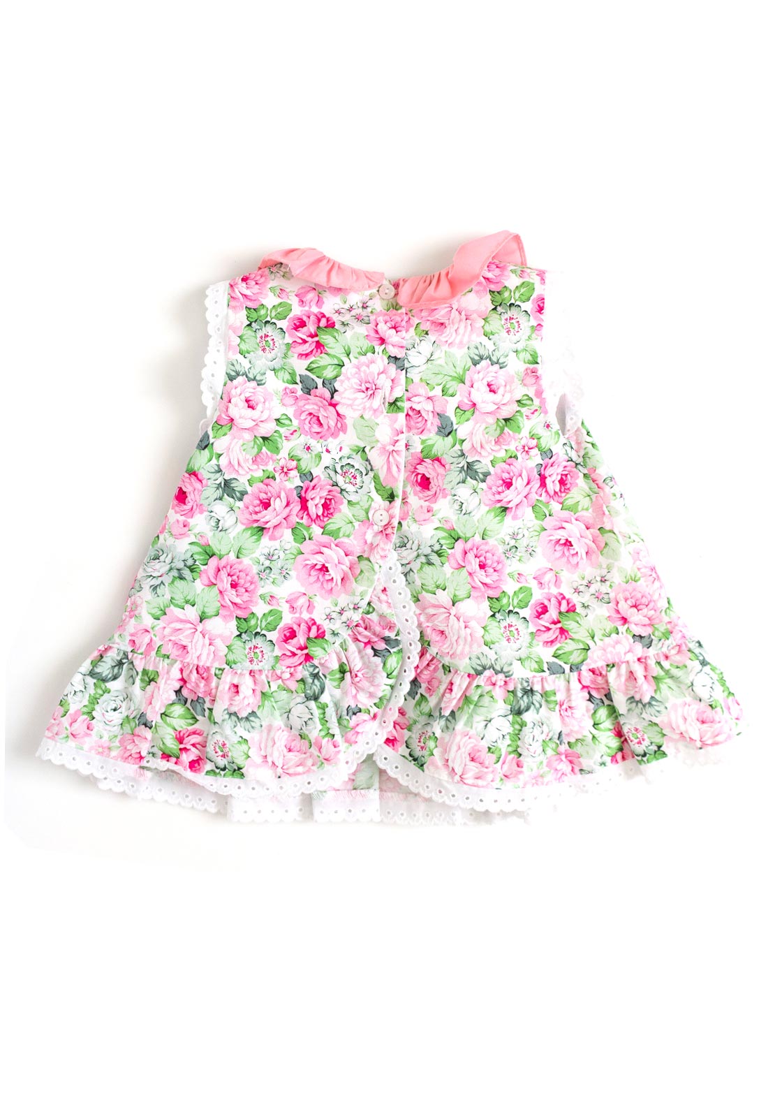 Sardon Baby Girl Floral Frill Collar Sleeveless Dress and Pant, Pink Multi