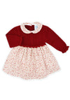 Sardon Baby Girl Floral Knit Long Sleeve Dress, Red
