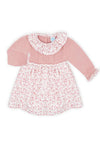 Sardon Baby Girl Knit Floral Long Sleeve Dress, Pink