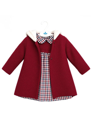 Sardon Baby Girl Dress and Cardigan Set, Red
