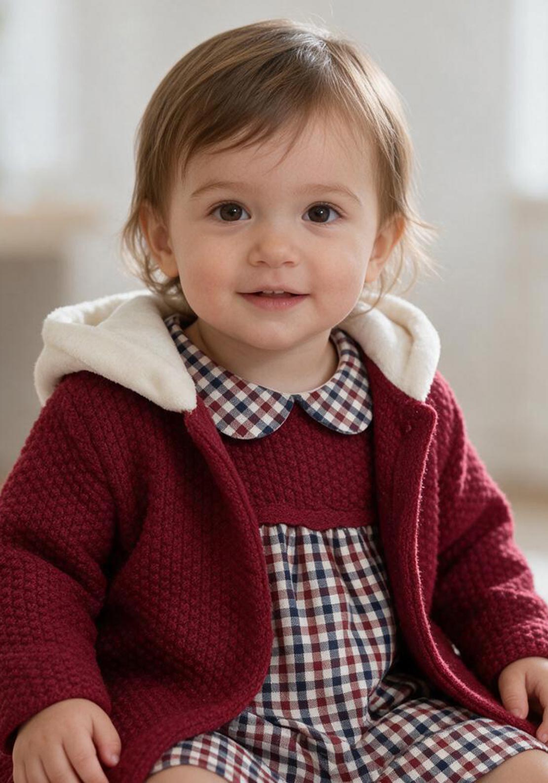 Sardon Baby Girl Dress and Cardigan Set, Red