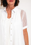 Ever Sassy Sheer Mesh Shirt Dress, White
