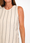 Ever Sassy Stitch Stripe Sleeveless Ribbed Top, Beige