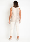 Ever Sassy Stitch Stripe Sleeveless Ribbed Top, Beige