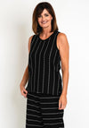 Ever Sassy Stitch Stripe Sleeveless Ribbed Top, Black