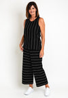 Ever Sassy Stitch Stripe Sleeveless Ribbed Top, Black