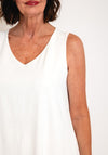 Ever Sassy V Neck Dipped Hem Dress, Off White
