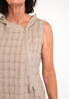 Ever Sassy Textured Sleeveless Hooded Jacket, Taupe