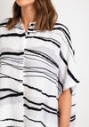 Ever Sassy Striped Oversized Shirt, White