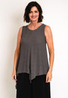 Ever Sassy Waffle Knit Asymmetric Top, Dark Grey