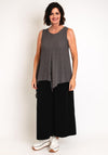 Ever Sassy Waffle Knit Asymmetric Top, Dark Grey