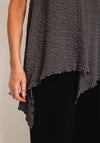Ever Sassy Waffle Knit Asymmetric Top, Dark Grey