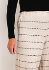Ever Sassy Stitch Stripe Ribbed Wide Trouser, Beige