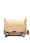 Zen Collection Pebbled Faux Leather Flap Over Crossbody Bag, Taupe