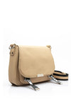 Zen Collection Pebbled Faux Leather Flap Over Crossbody Bag, Taupe