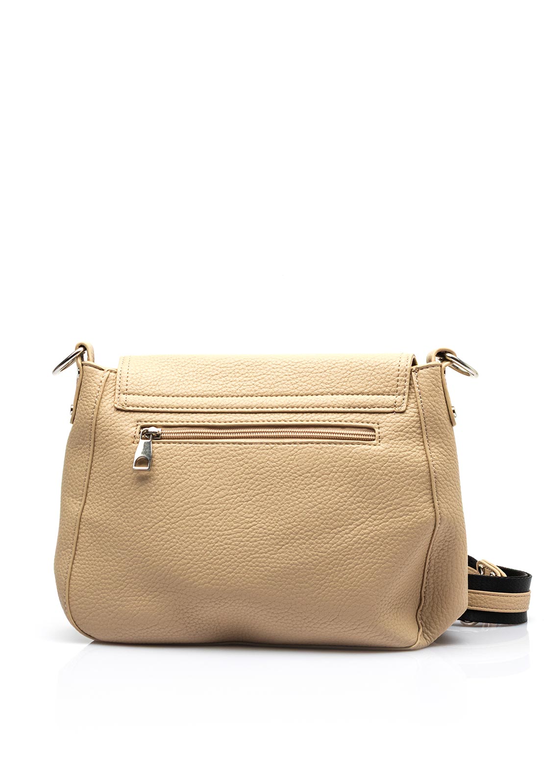Zen Collection Pebbled Faux Leather Flap Over Crossbody Bag, Taupe
