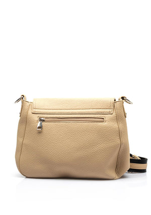 Zen Collection Pebbled Faux Leather Flap Over Crossbody Bag, Taupe