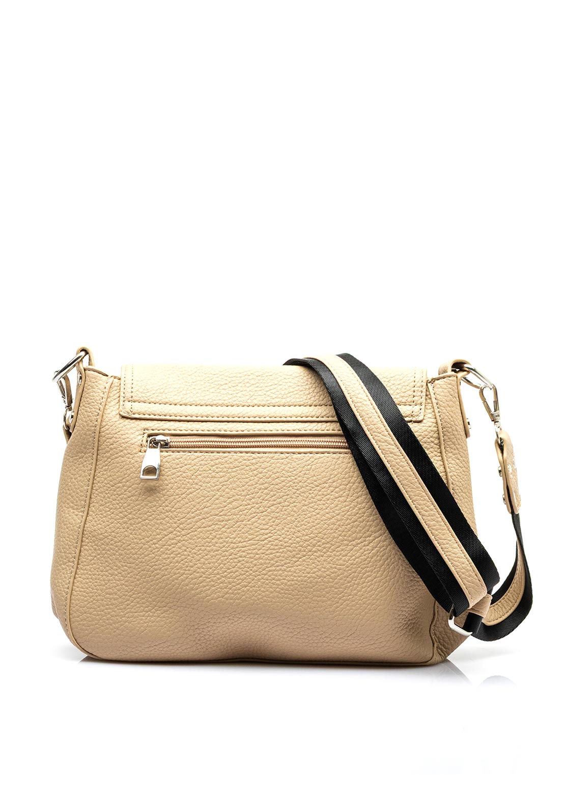 Zen Collection Pebbled Faux Leather Flap Over Crossbody Bag, Taupe