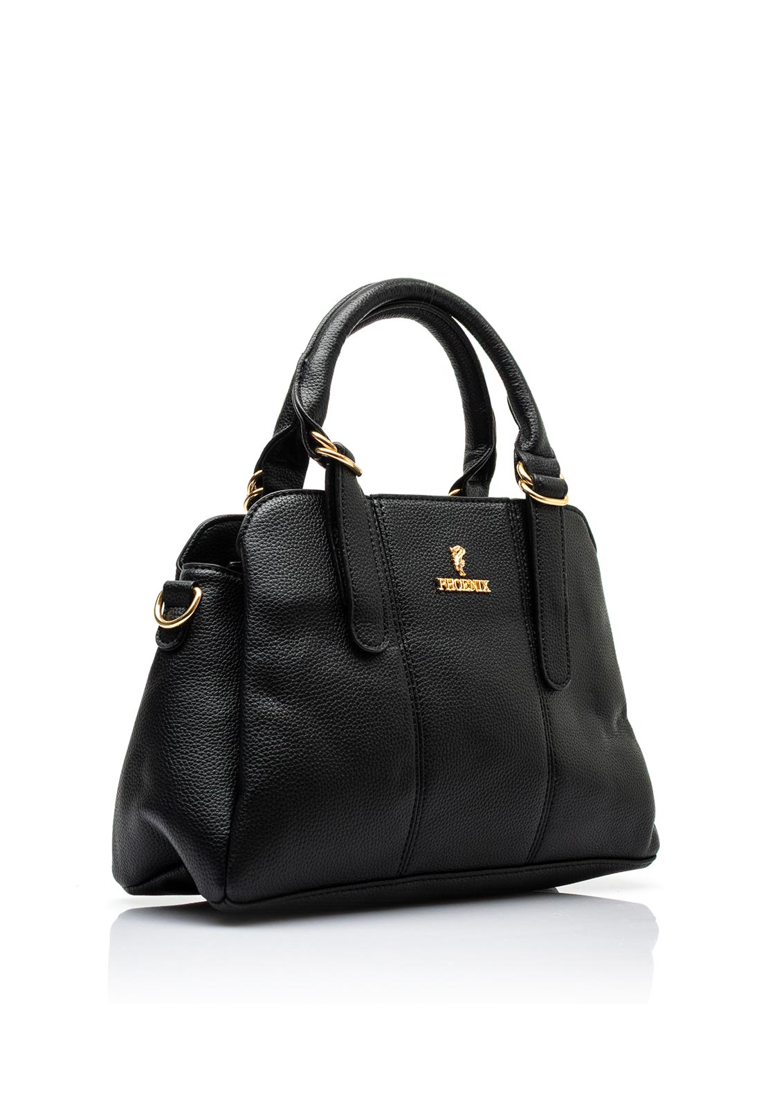 Zen Collection Faux Leather Dome Satchel Bag, Black