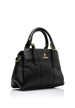 Zen Collection Faux Leather Dome Satchel Bag, Black
