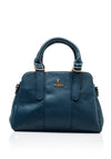 Zen Collection Faux Leather Dome Satchel Bag, Light Navy
