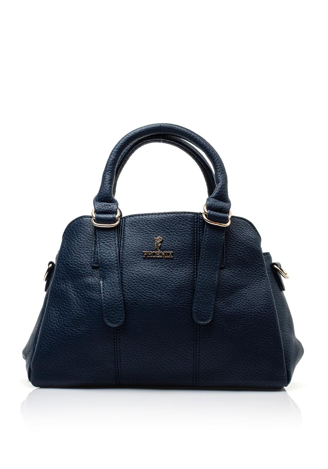 Zen Collection Faux Leather Strap Detail Satchel Bag, Navy