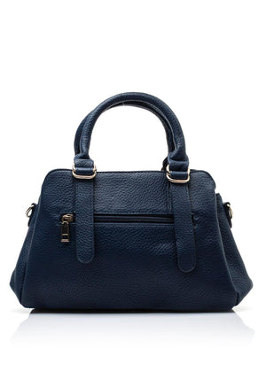 Zen Collection Faux Leather Strap Detail Satchel Bag, Navy