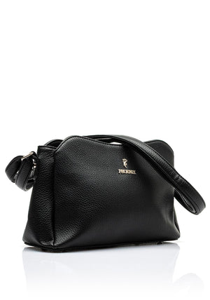 Zen Collection Faux Leather Small Satchel Bag, Black