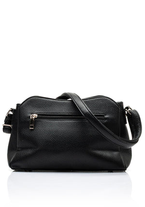 Zen Collection Faux Leather Small Satchel Bag, Black