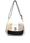 Zen Collection Crackled Faux Leather Colour Block Crossbody Bag, Black & White