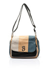 Zen Collection Crackled Faux Leather Colour Block Crossbody Bag, Black & Taupe
