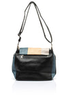 Zen Collection Crackled Faux Leather Colour Block Crossbody Bag, Black & Taupe