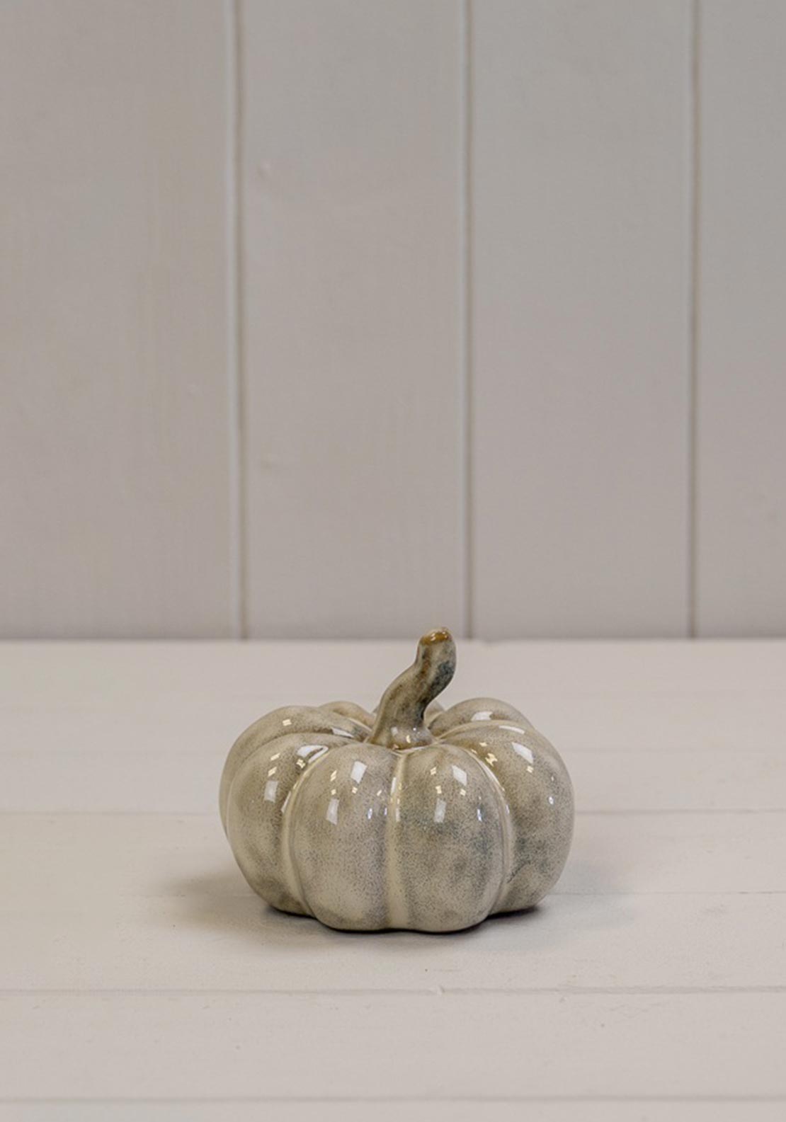 BEIGE MOTTLE CERAMIC PUMPKIN