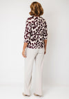Se Moi Abstract Print Quarter Zip Top, Beige and Wine